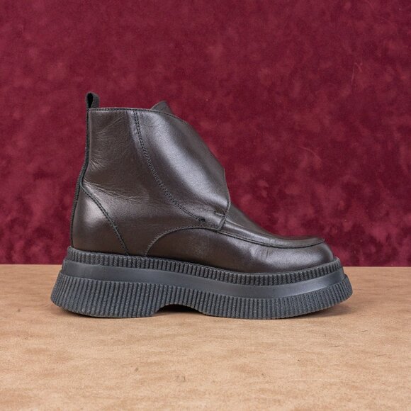 Ganni Creeper Monk Strap Dark Brown Leather Platform Ankle Boots 6.5US EUR37 - Picture 8 of 8